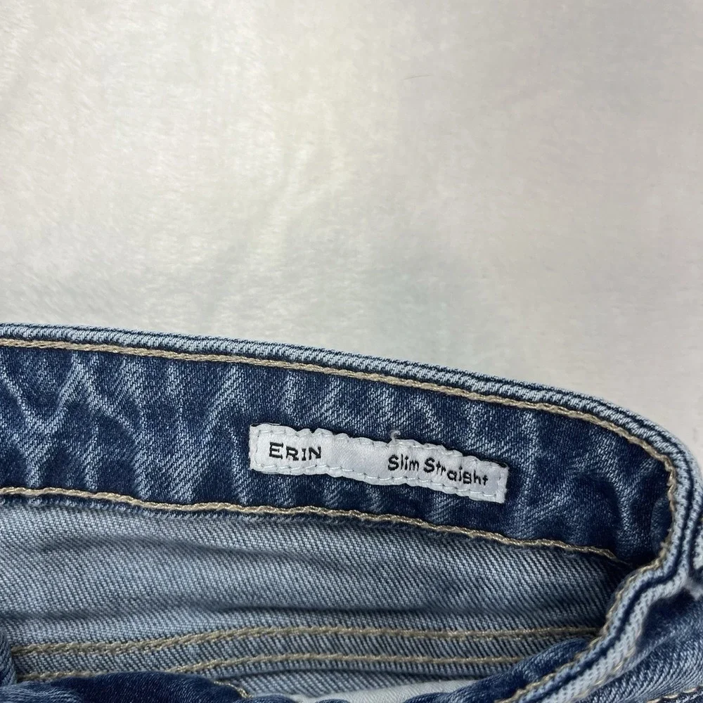 Dear John Erin Slim Straight Jeans Womens 25 Medium Wash Denim Distressed
